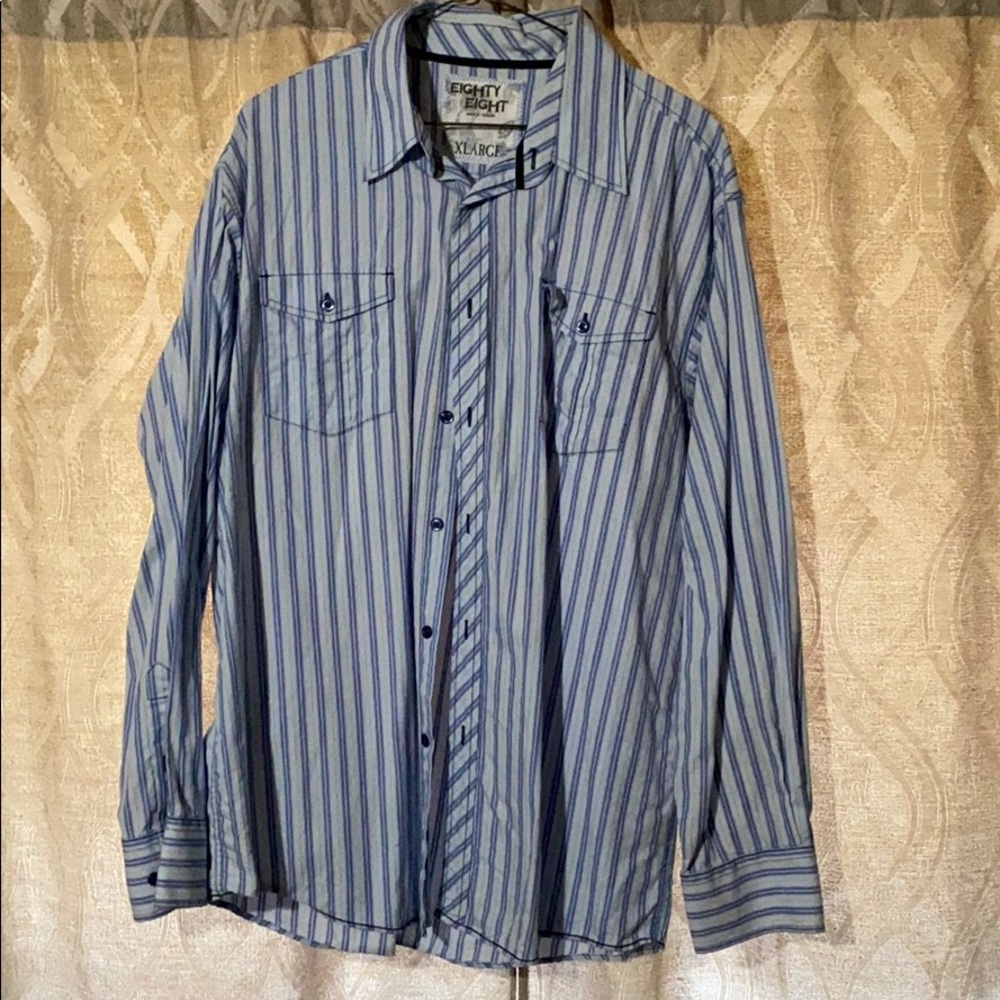 Mens blue stripe dress shirt